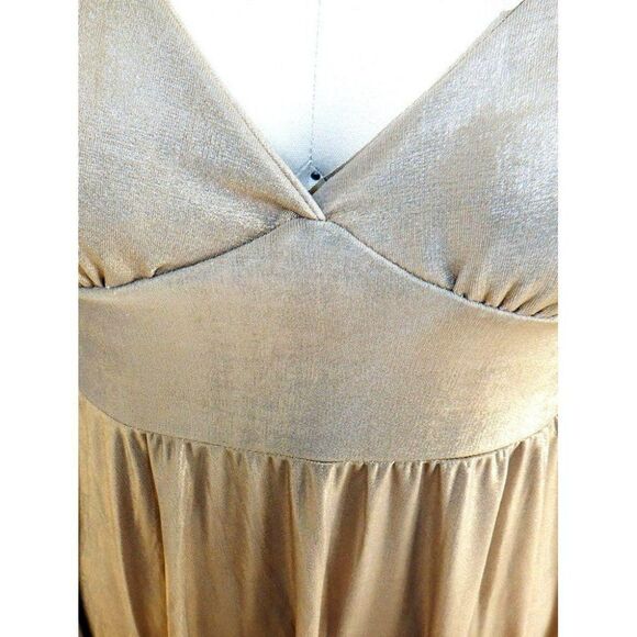 Gold Lamé stretchy flare dress - Picture 3 of 3